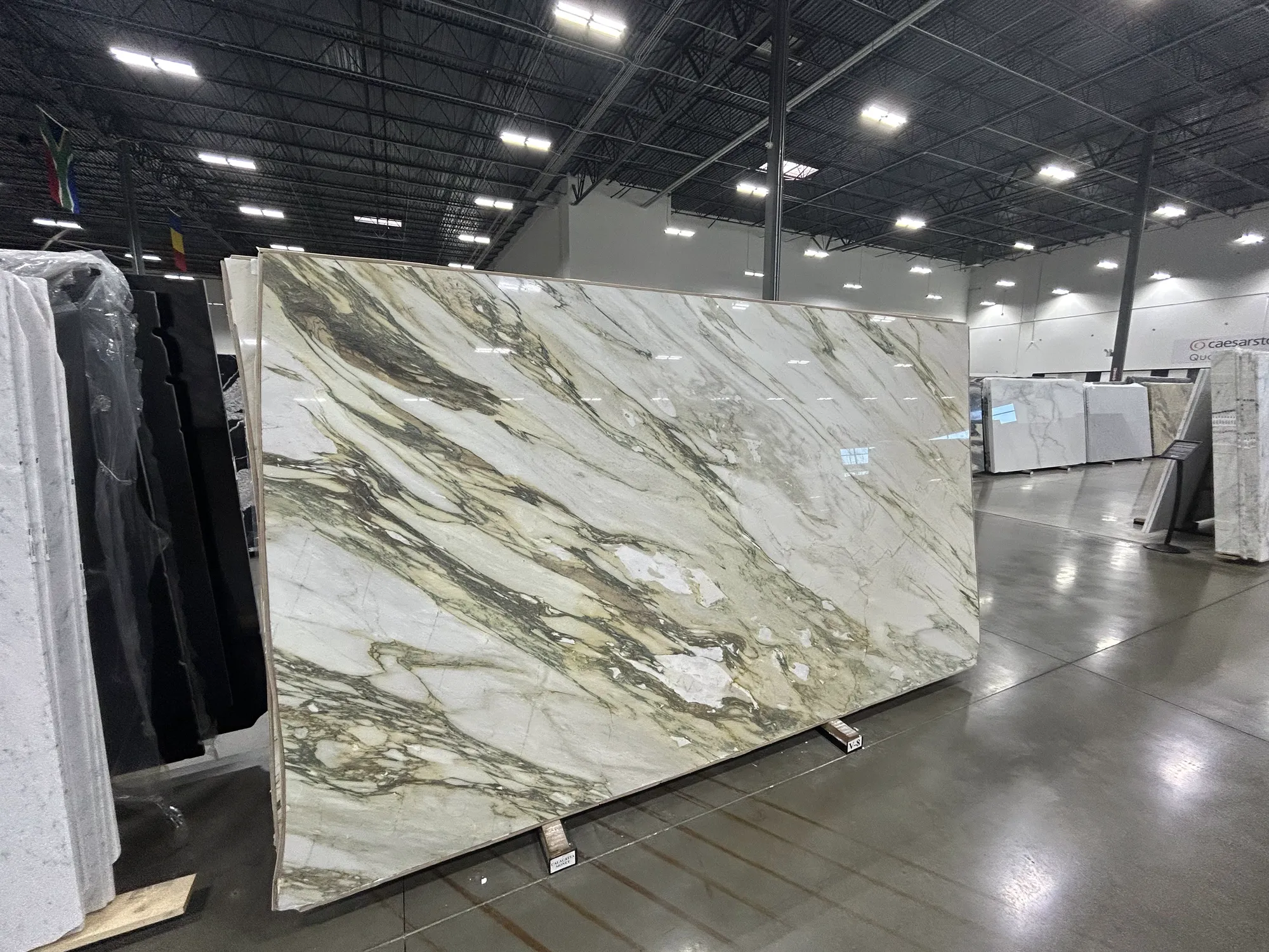 Whole stone slab photographed in the slab yard before fabrication, Dallas Countertop selection 05