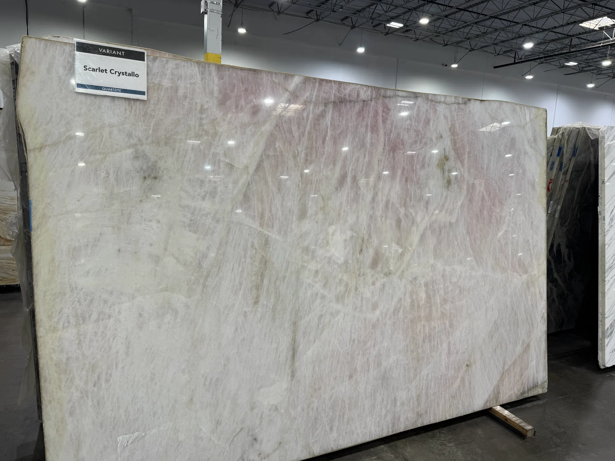 Whole stone slab photographed in the slab yard before fabrication, Dallas Countertop selection 11