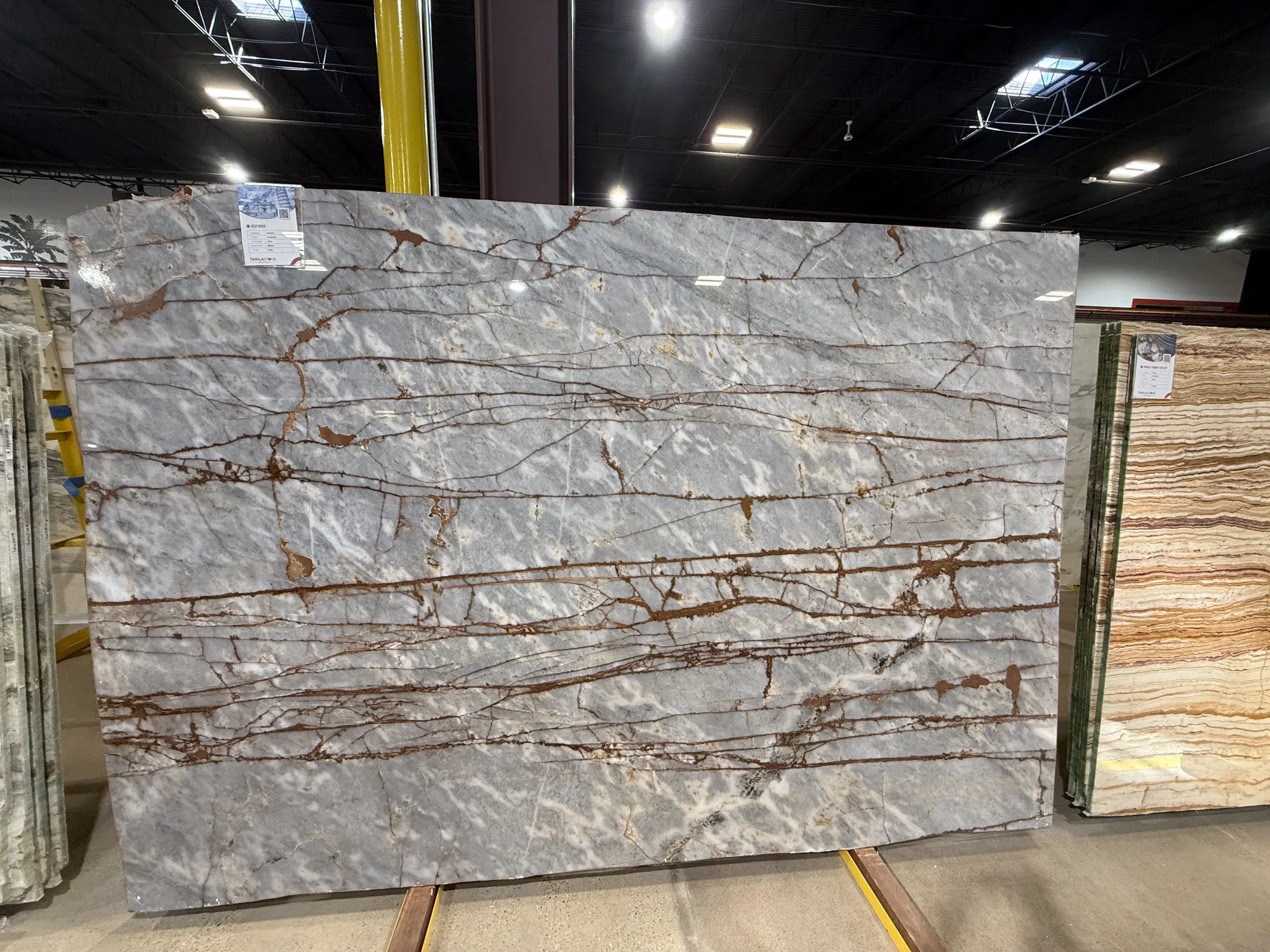 Whole stone slab photographed in the slab yard before fabrication, Dallas Countertop selection 17