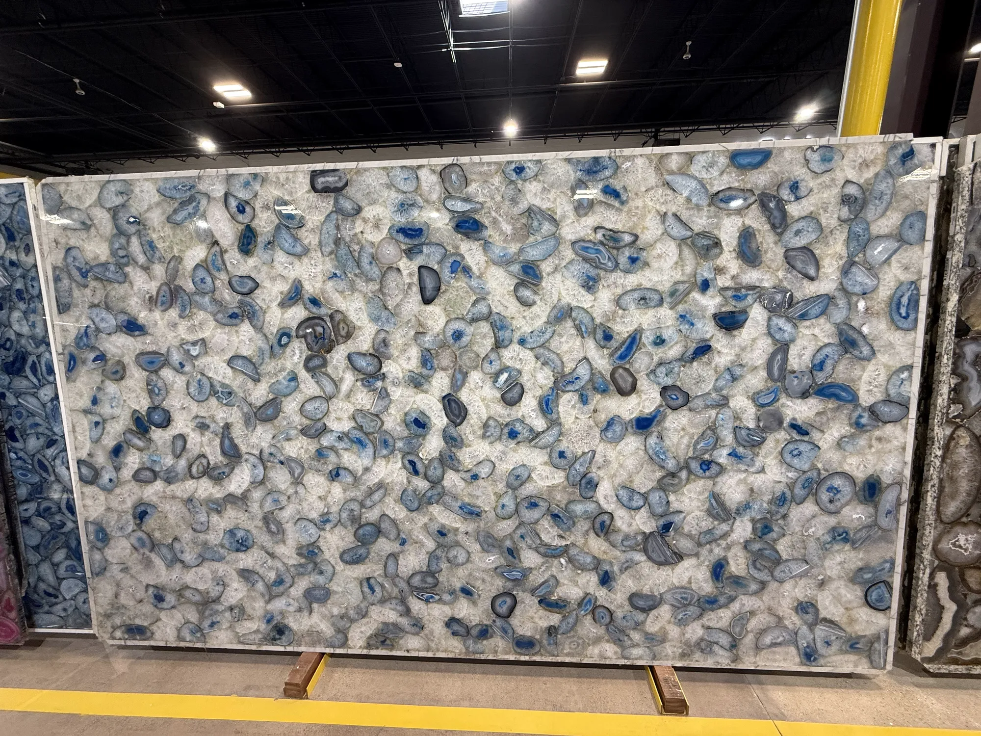 Whole stone slab photographed in the slab yard before fabrication, Dallas Countertop selection 18