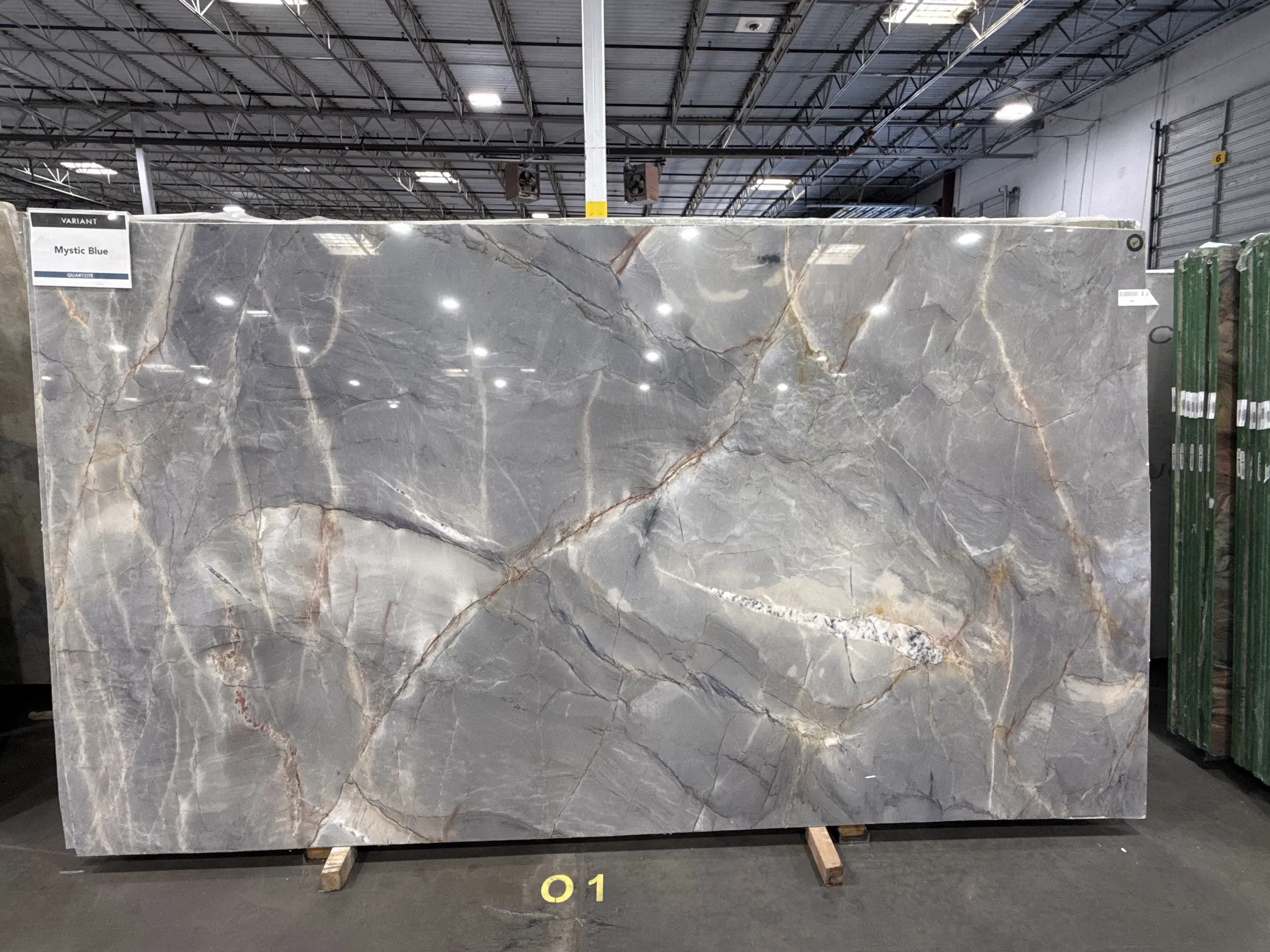 Whole stone slab photographed in the slab yard before fabrication, Dallas Countertop selection 21