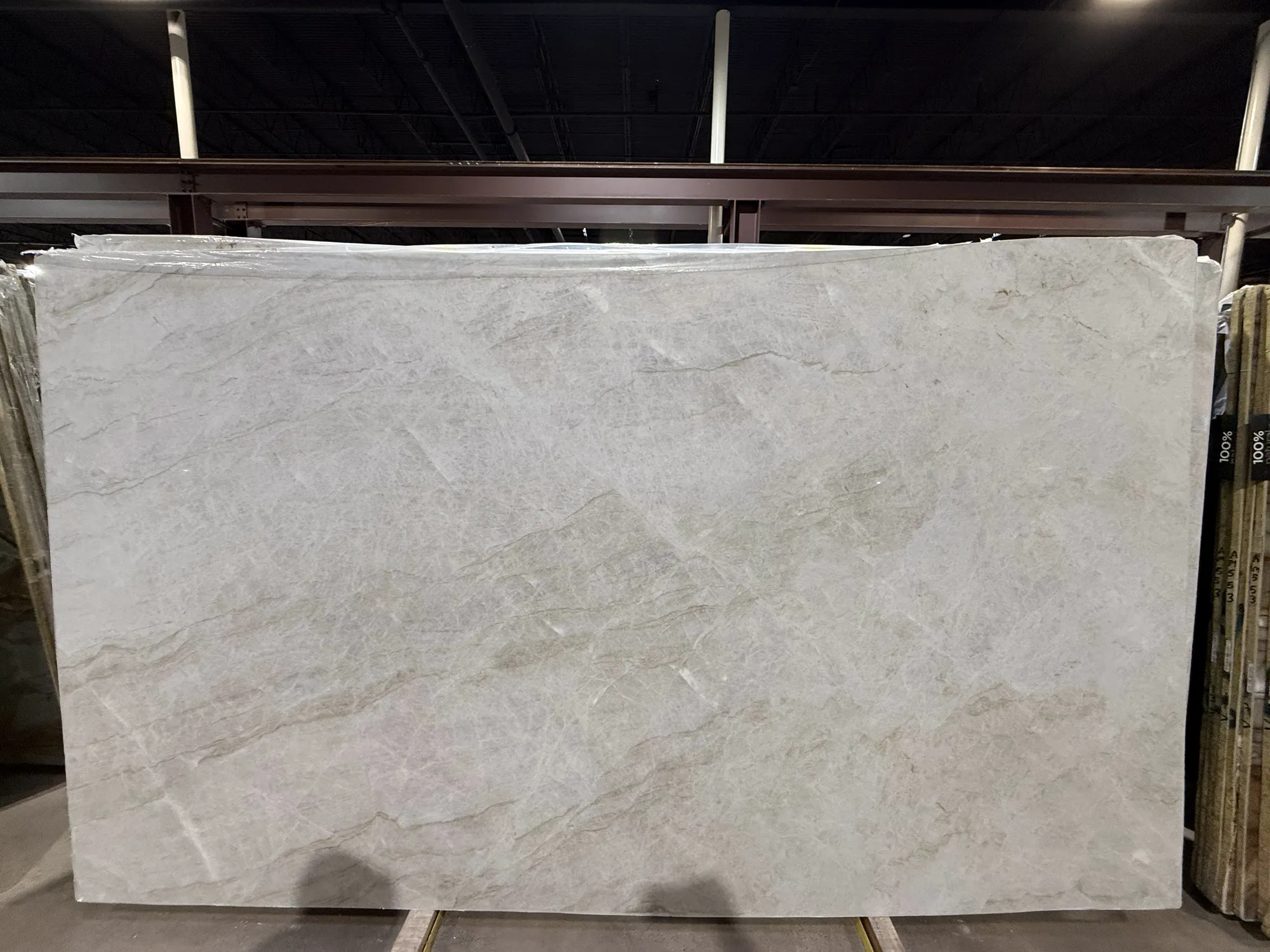 Whole stone slab photographed in the slab yard before fabrication, Dallas Countertop selection 23