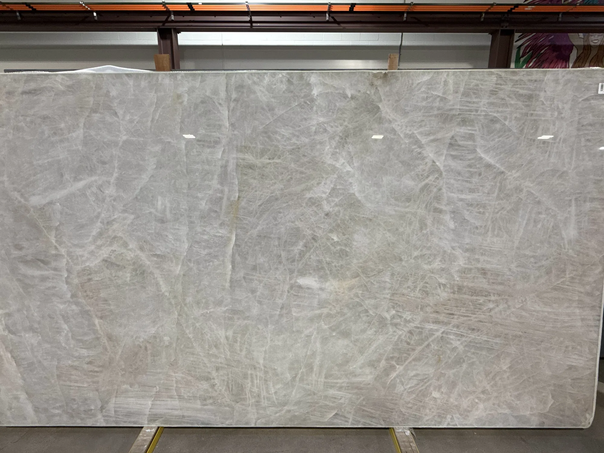 Whole stone slab photographed in the slab yard before fabrication, Dallas Countertop selection 25