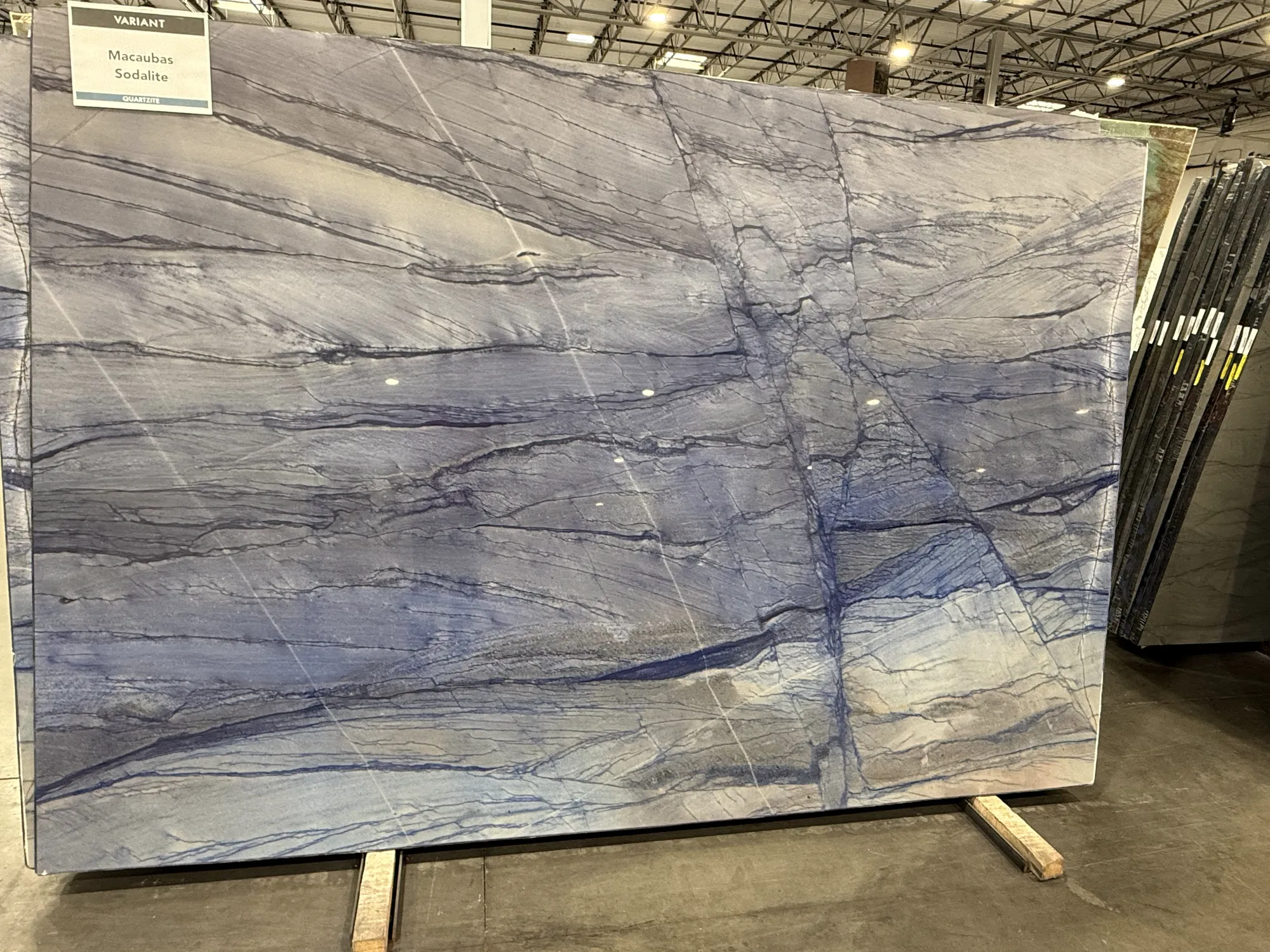Whole stone slab photographed in the slab yard before fabrication, Dallas Countertop selection 26
